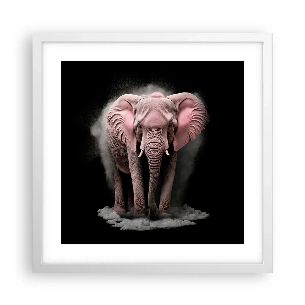 Affiche dans un cadre blanc - Poster - Ne pensez pas à un éléphant rose ! - 40x40 cm