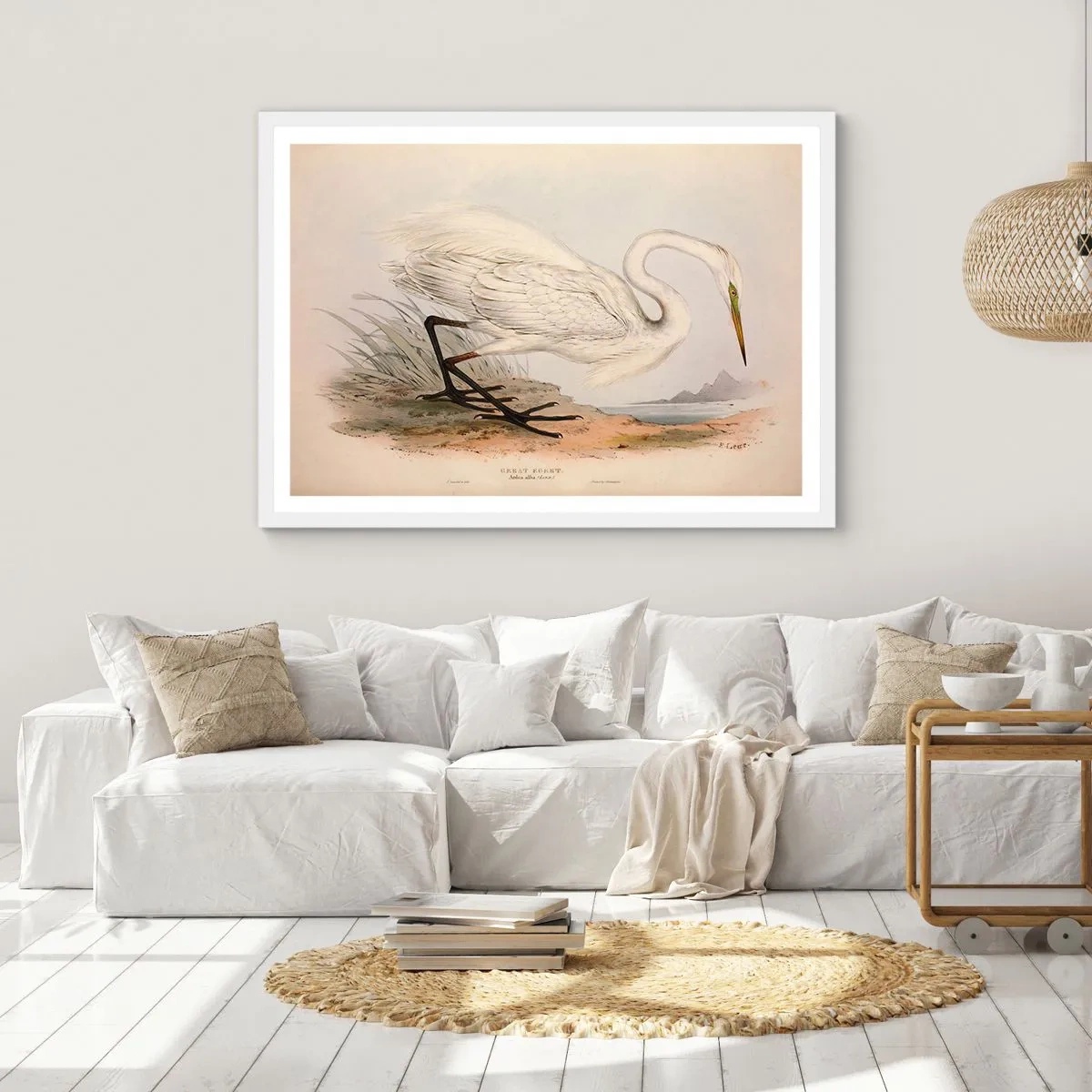 Affiche dans un cadre blanc - Poster - Dame sur les joncs - 40x30 cm
