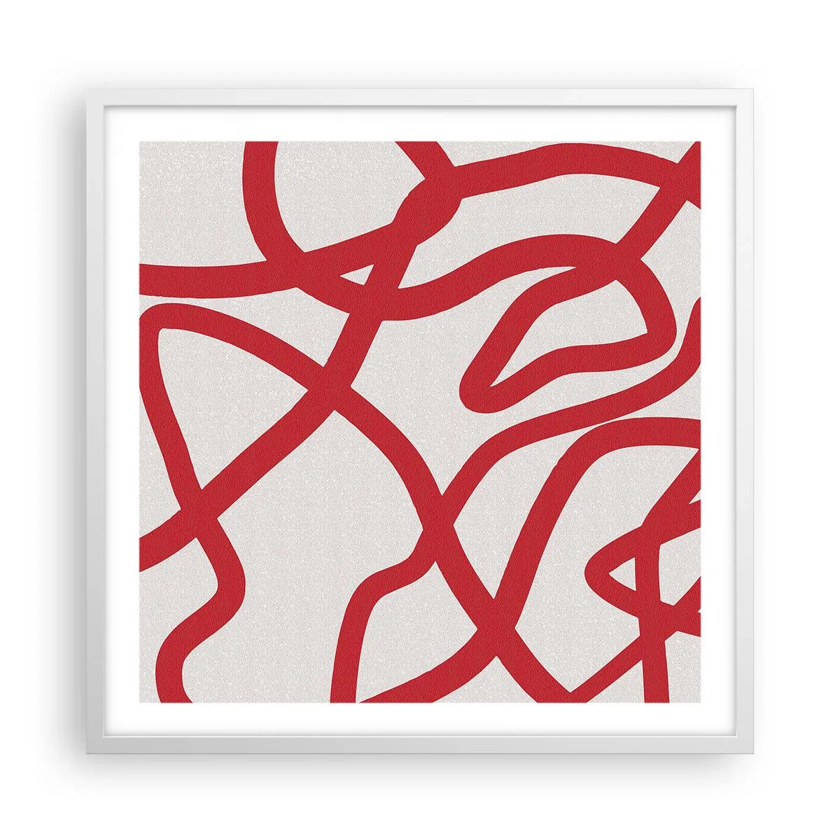 Affiche dans un cadre blanc - Poster - Rouge sur blanc - 60x60 cm