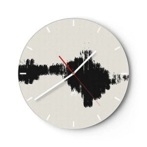 Horloge murale - Pendule murale - Coup de pinceau noir sur fond clair dans un style abstrait - 30x30cm - Vibrations de l'imagination - Décoration murale moderne pour le salon, la cuisine et la chambre ARTTOR