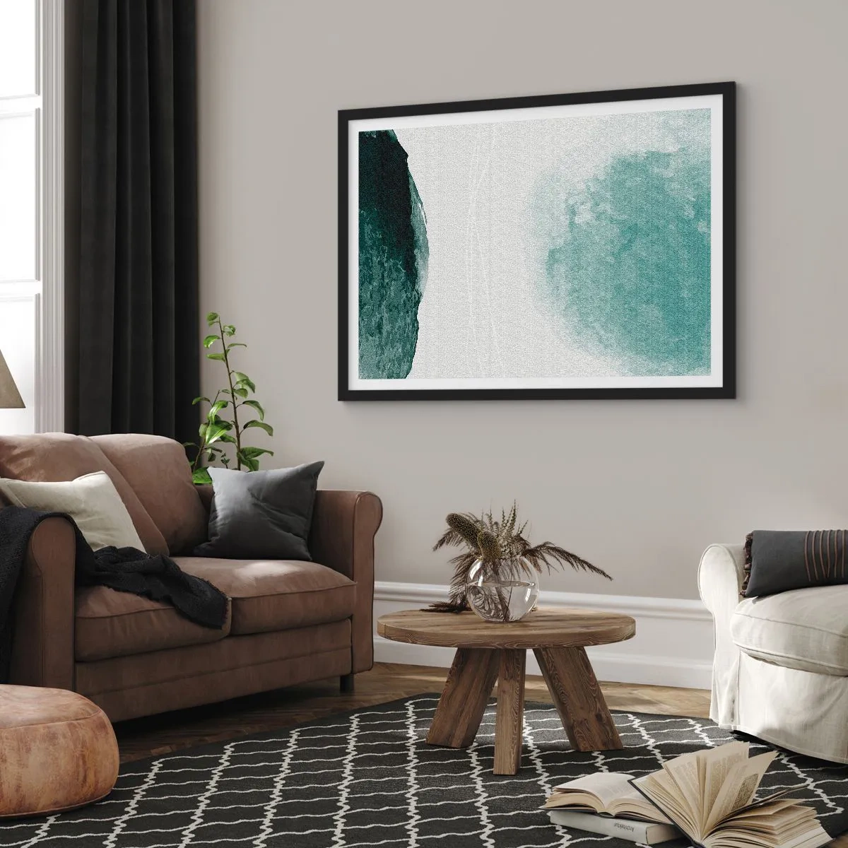 Affiche dans un cadre noir - Poster - Rencontre avec le brouillard - 50x40 cm