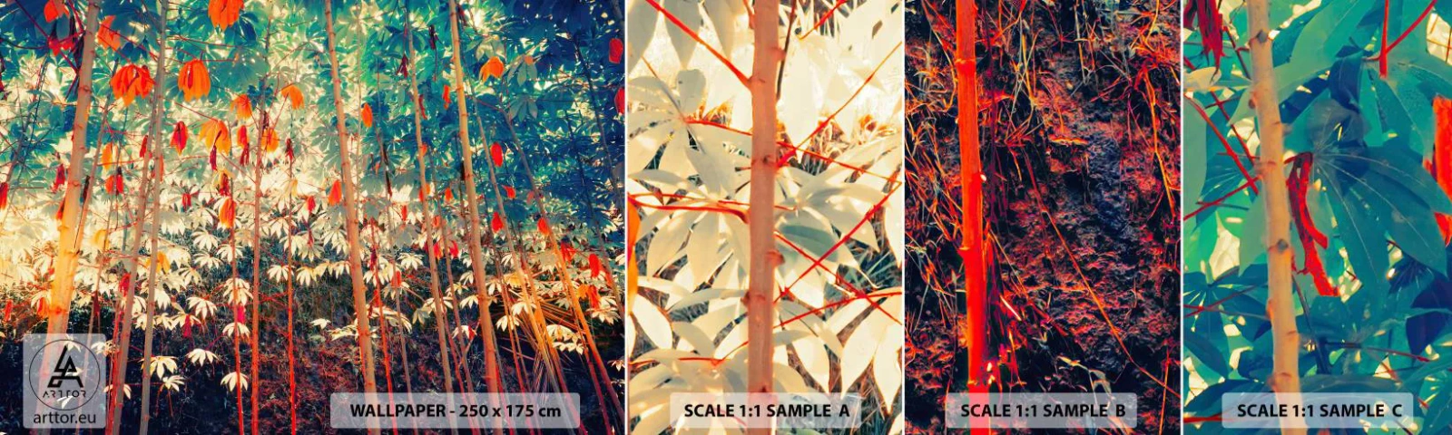 Échantillon De Papier Peint Standard Eco - La vie secrète des feuilles - Forêt tropicale, Nature, Des arbres - 100x30 cm