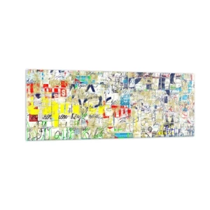 Impression sur verre - Image sur verre - Graffiti abstrait avec inscriptions et motifs colorés - 140x50cm - Ca fait juste plaisir aux yeux - Décoration murale moderne pour le salon et la chambre ARTTOR