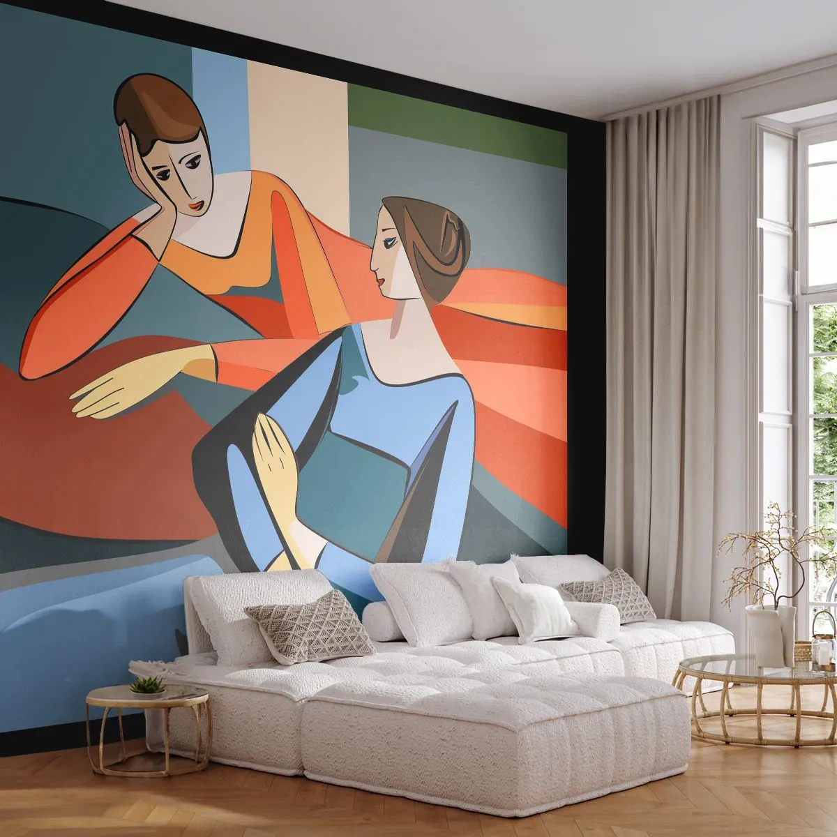 Papier Peint Photo Standard Eco - Un moment de confiance - Cubisme, Portrait, Femmes - 150x105 cm