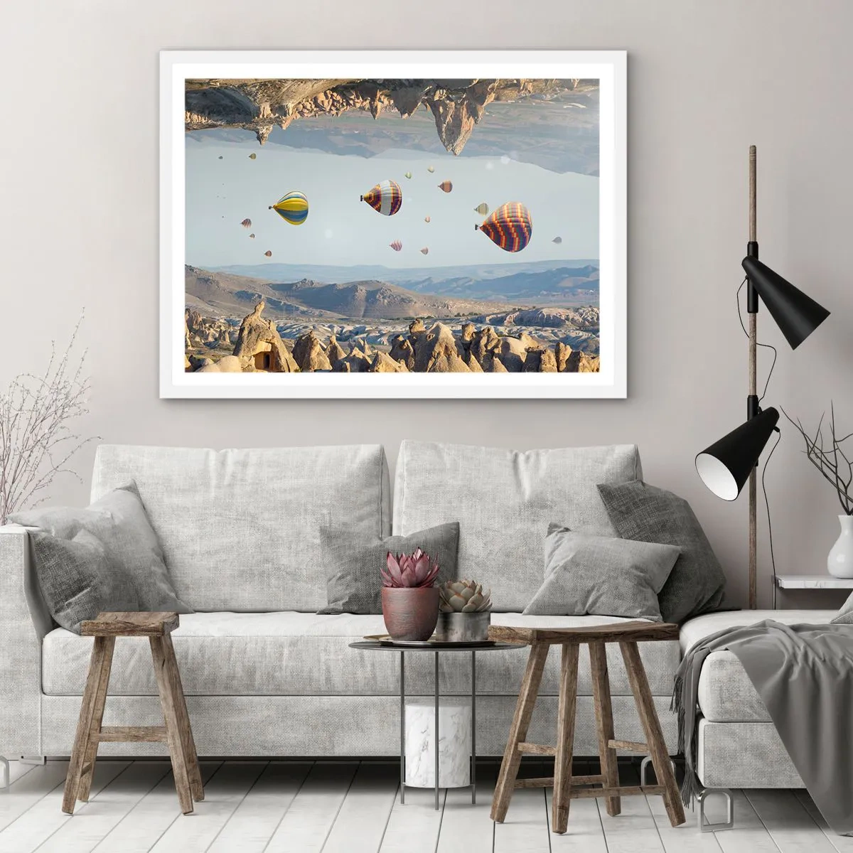 Affiche dans un cadre blanc - Poster - Ici, tout est possible - 100x70 cm