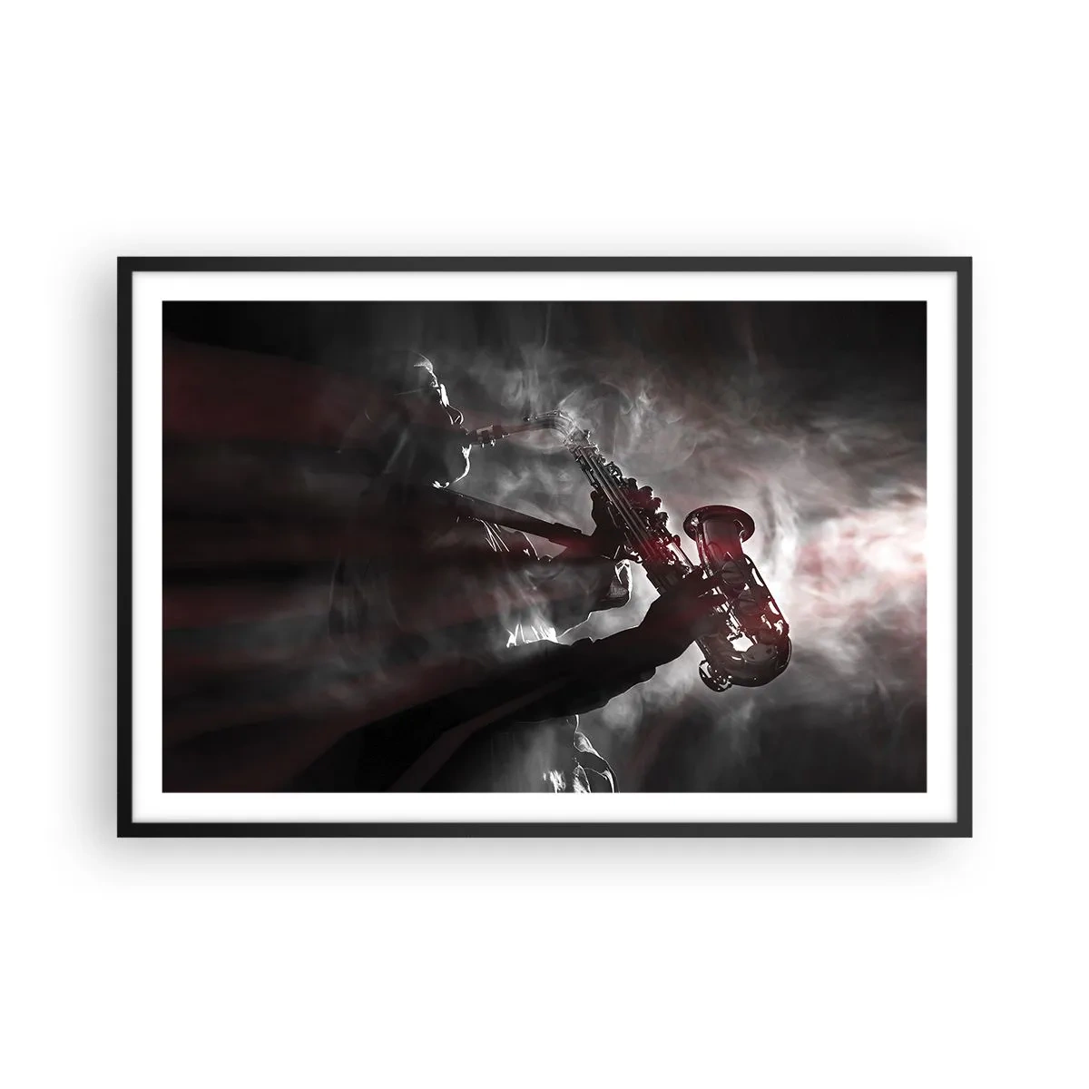 Affiche dans un cadre noir - Poster - Dans les brumes du jazz - 91x61 cm