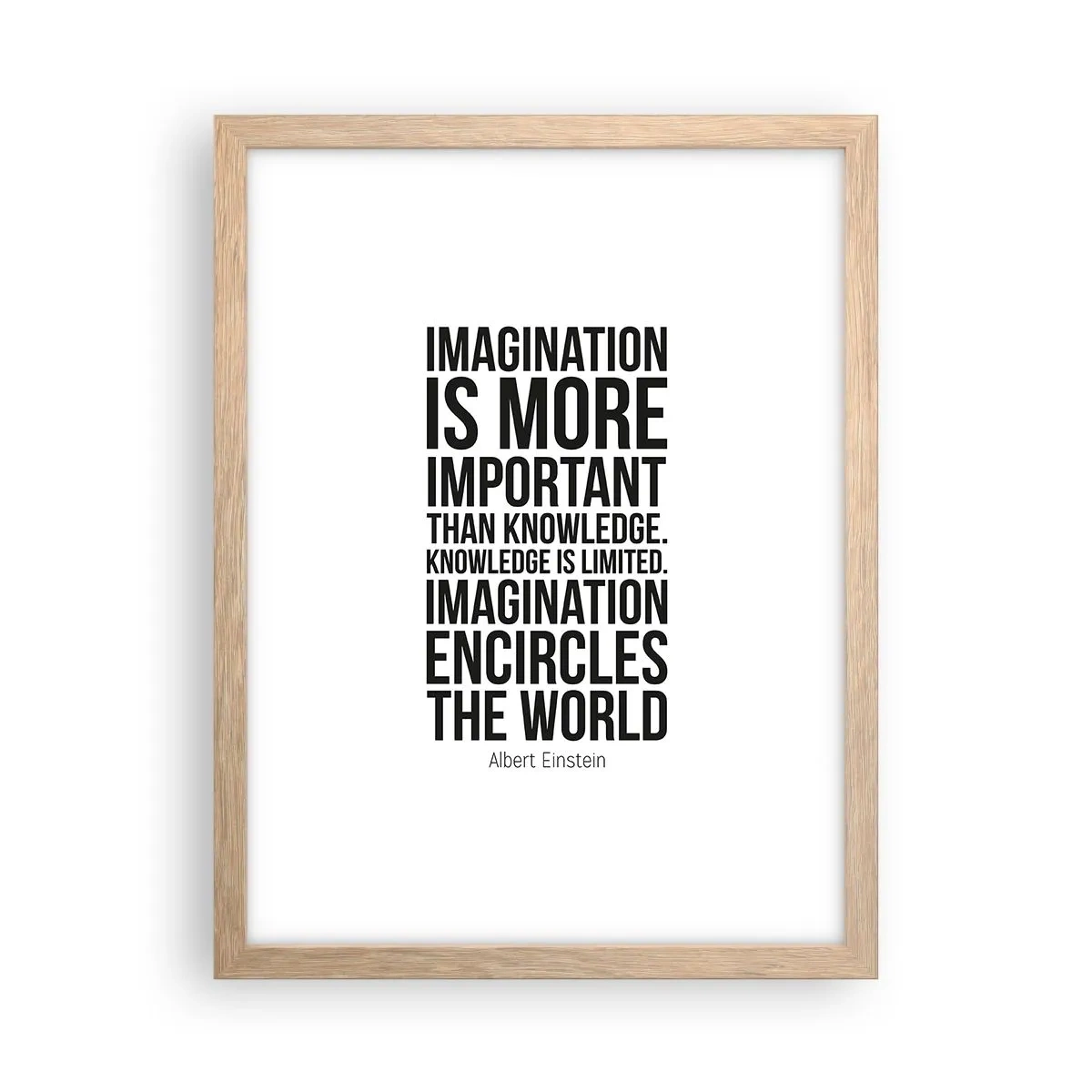 Affiche dans un chêne clair - Poster - Einstein sur le pouvoir de l'imagination - 30x40 cm