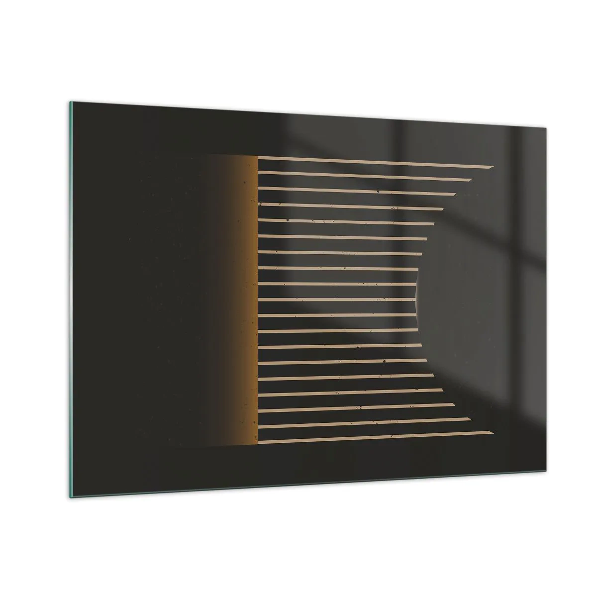 Impression sur verre - Image sur verre - Une composition minimaliste avec des lignes dans le noir - 100x70cm - Explorez les ténèbres - Décoration murale moderne pour le salon et la chambre ARTTOR