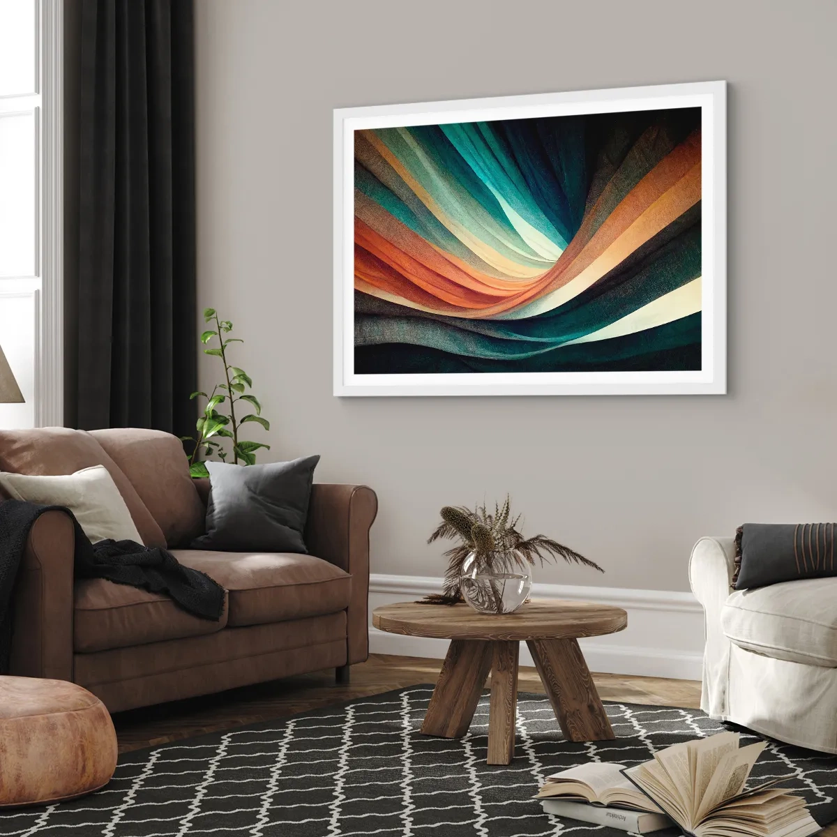 Affiche dans un cadre blanc - Poster - Tissé à partir de couleurs - 100x70 cm