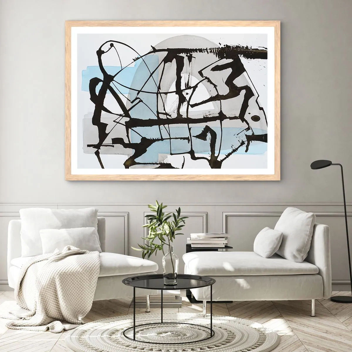 Affiche dans un chêne clair - Poster - Bleu malgré tout - 40x30 cm