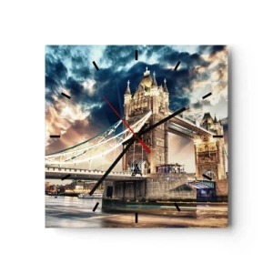 Horloge murale - Pendule murale - Tower Bridge au crépuscule contre un ciel dynamique - 30x30cm - Monument de l'empire victorien - Décoration murale moderne pour le salon et la chambre ARTTOR