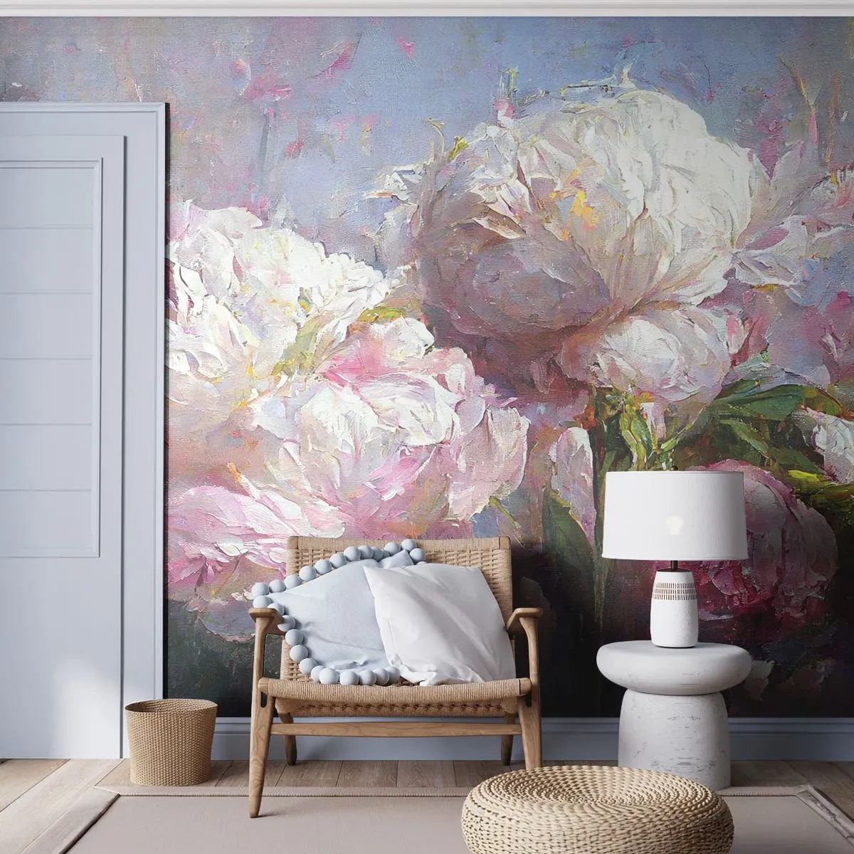 Papier Peint Photo Premium Sand - Un bouquet plein de vie - Fleurs, Pivoines, Classicisme - 100x70 cm