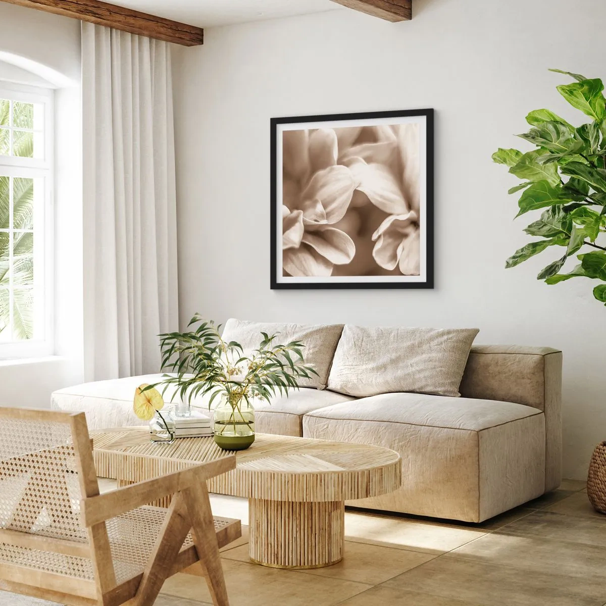 Affiche dans un cadre noir - Poster - Doux comme un sourire - 40x40 cm