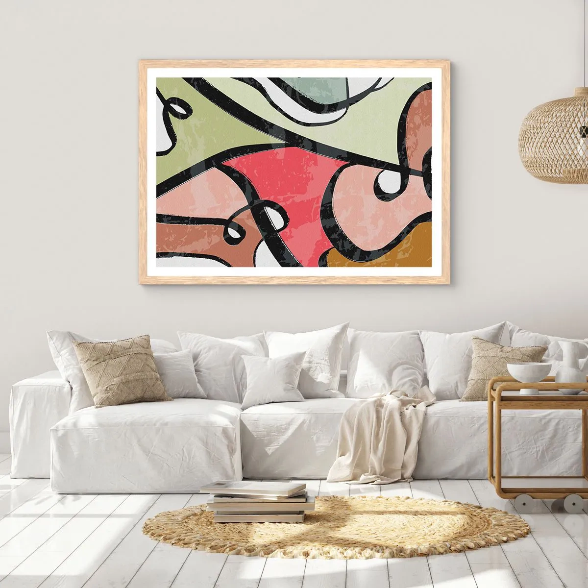 Affiche dans un chêne clair - Poster - Pirouettes parmi les couleurs - 100x70 cm