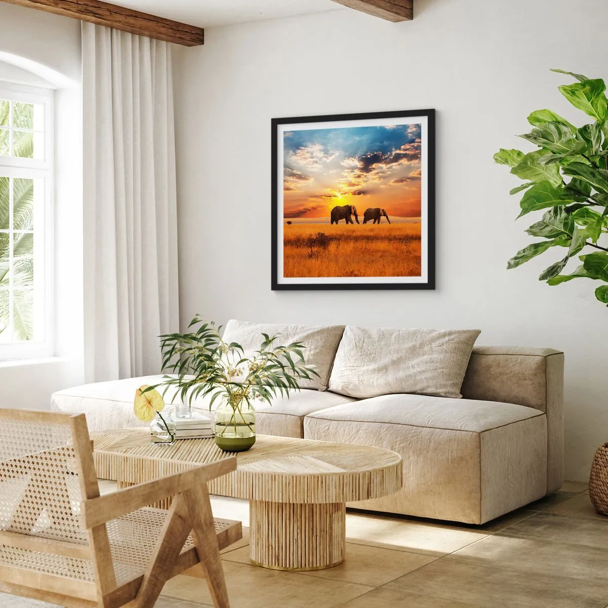 Affiche dans un cadre noir - Poster - Déambulation familliale - 30x30 cm