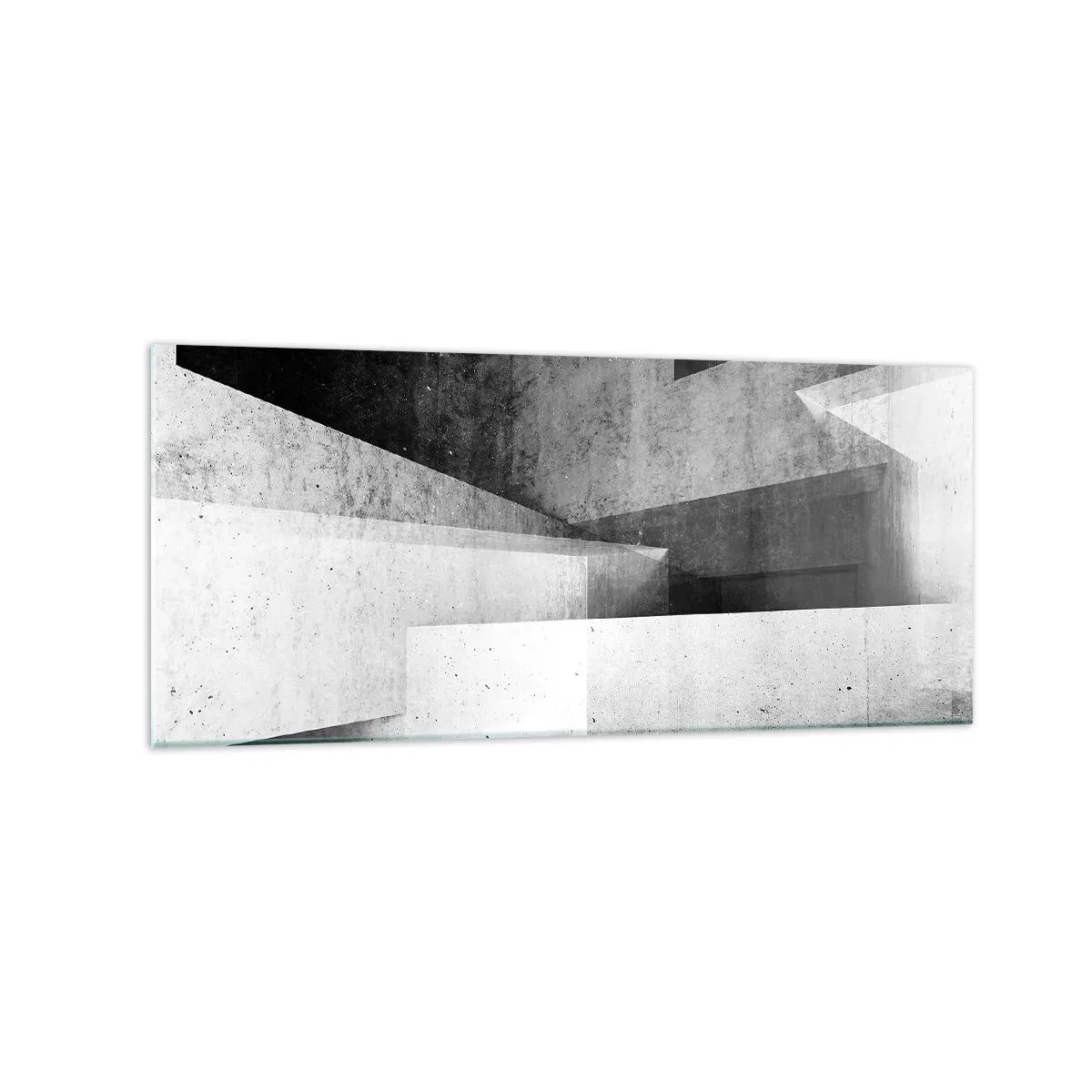 Impression sur verre - Image sur verre - Formes géométriques dans une composition monochrome - 120x50cm - Structure de l'espace - Décoration murale moderne pour le salon et la chambre ARTTOR