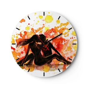 Horloge murale - Pendule murale - Une scène d'amour artistique aux couleurs de l'aquarelle - 30x30cm - Et la lumière fut - Décoration murale moderne pour le salon, la cuisine et la chambre ARTTOR