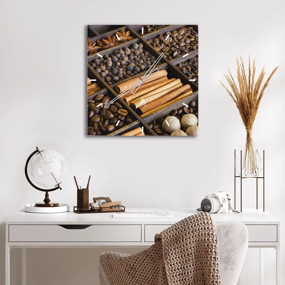 Horloge murale - Pendule murale - Trésor d'arômes - 30x30 cm