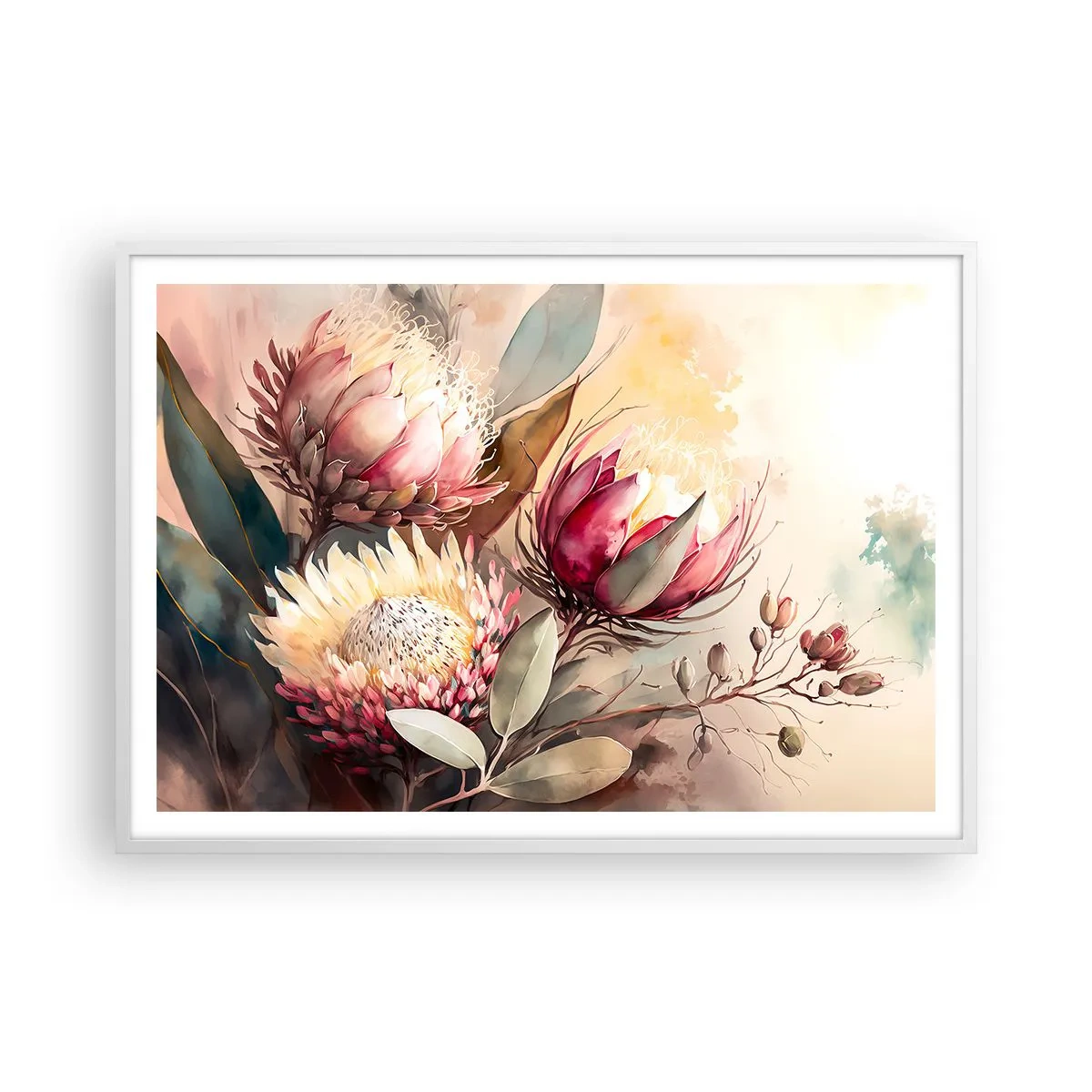 Affiche dans un cadre blanc - Poster - De profil et de face - 100x70 cm