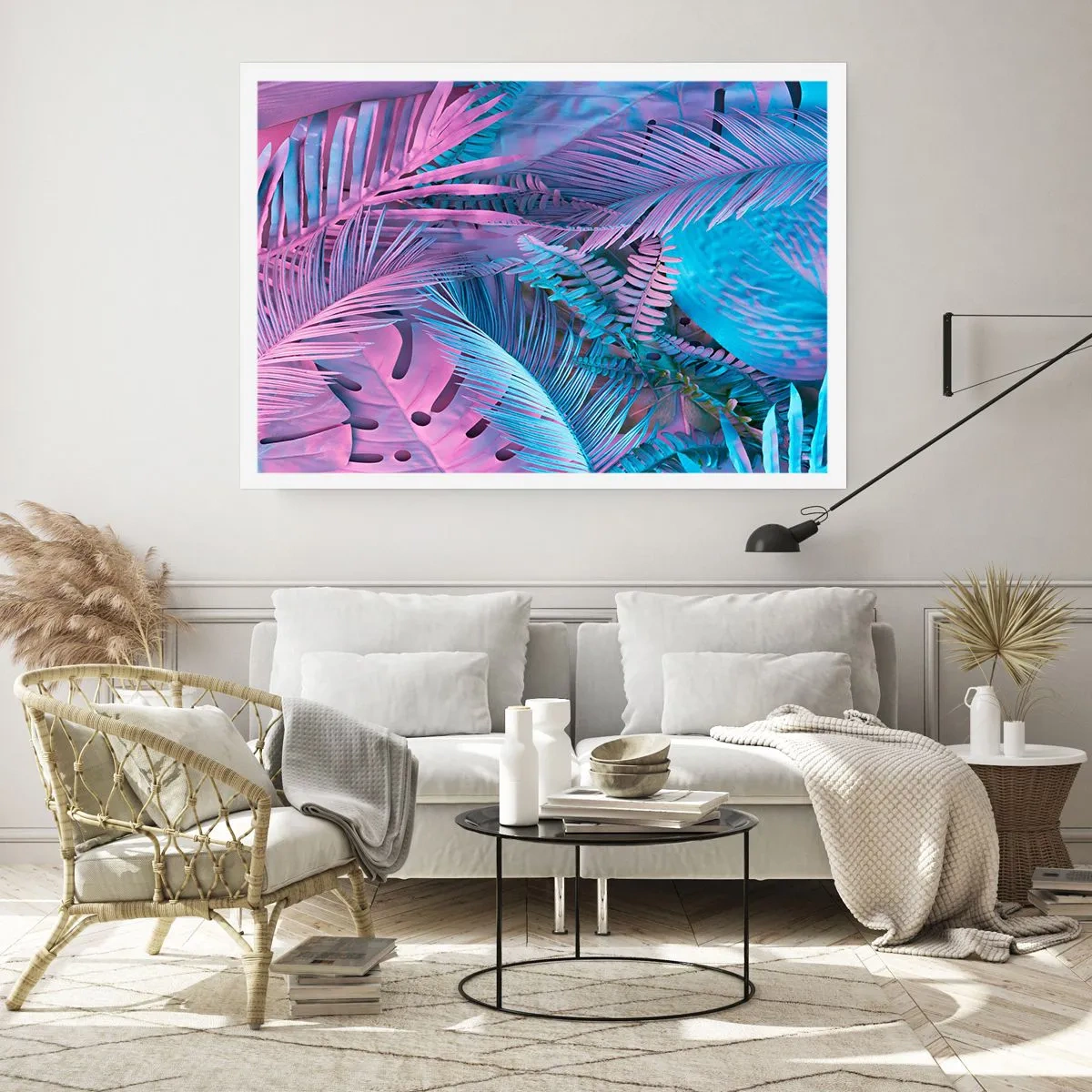 Affiche - Poster - Les tropiques en rose et bleu - 91x61 cm
