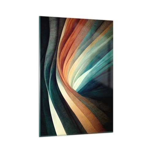 Impression sur verre - Image sur verre - Vagues abstraites dans des tons chauds et froids - 80x120cm - Tissé à partir de couleurs - Décoration murale moderne pour le salon et la chambre ARTTOR