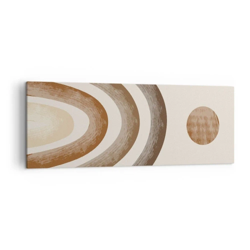 Impression sur toile - Image sur toile - Motif planétaire géométrique dans les tons de marron - 140x50cm - Dans une galaxie lointaine - Décoration murale moderne pour le salon et la chambre ARTTOR