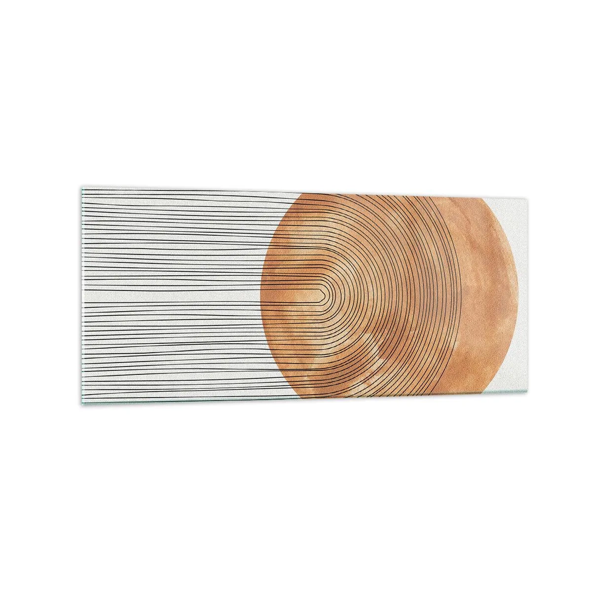 Impression sur verre - Image sur verre - Composition géométrique avec des cercles et des lignes aux couleurs chaudes. - 120x50cm - Composition solaire - Décoration murale moderne pour le salon et la chambre ARTTOR
