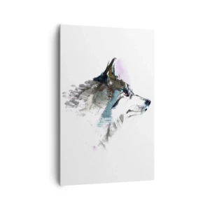 Impression sur toile - Image sur toile - Loup aquarelle dans un style minimaliste - 80x120cm - On parle du loup - Décoration murale moderne pour le salon et la chambre ARTTOR