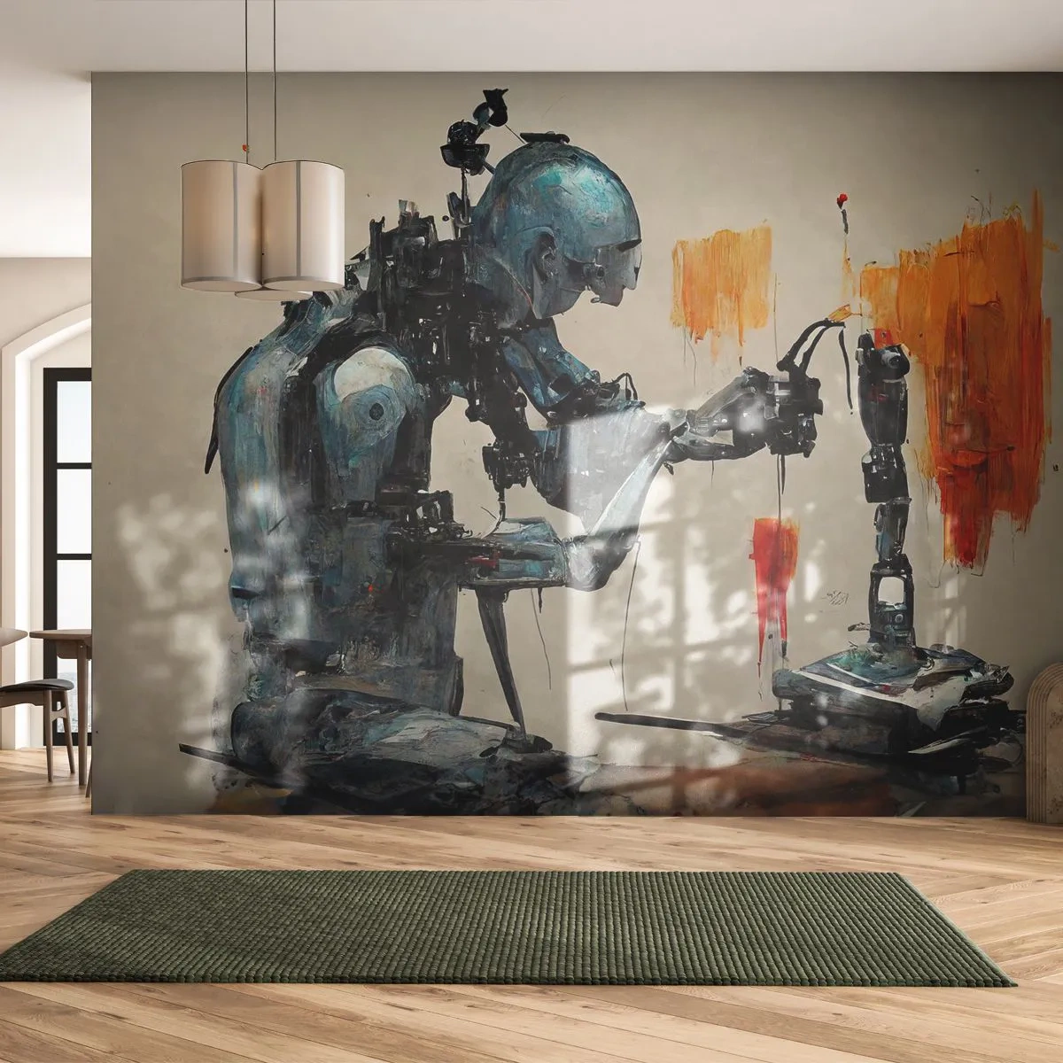 Papier Peint Photo Premium Canvas - Déjà demain… - Artiste, Intelligence artificielle, Robot - 250x175 cm