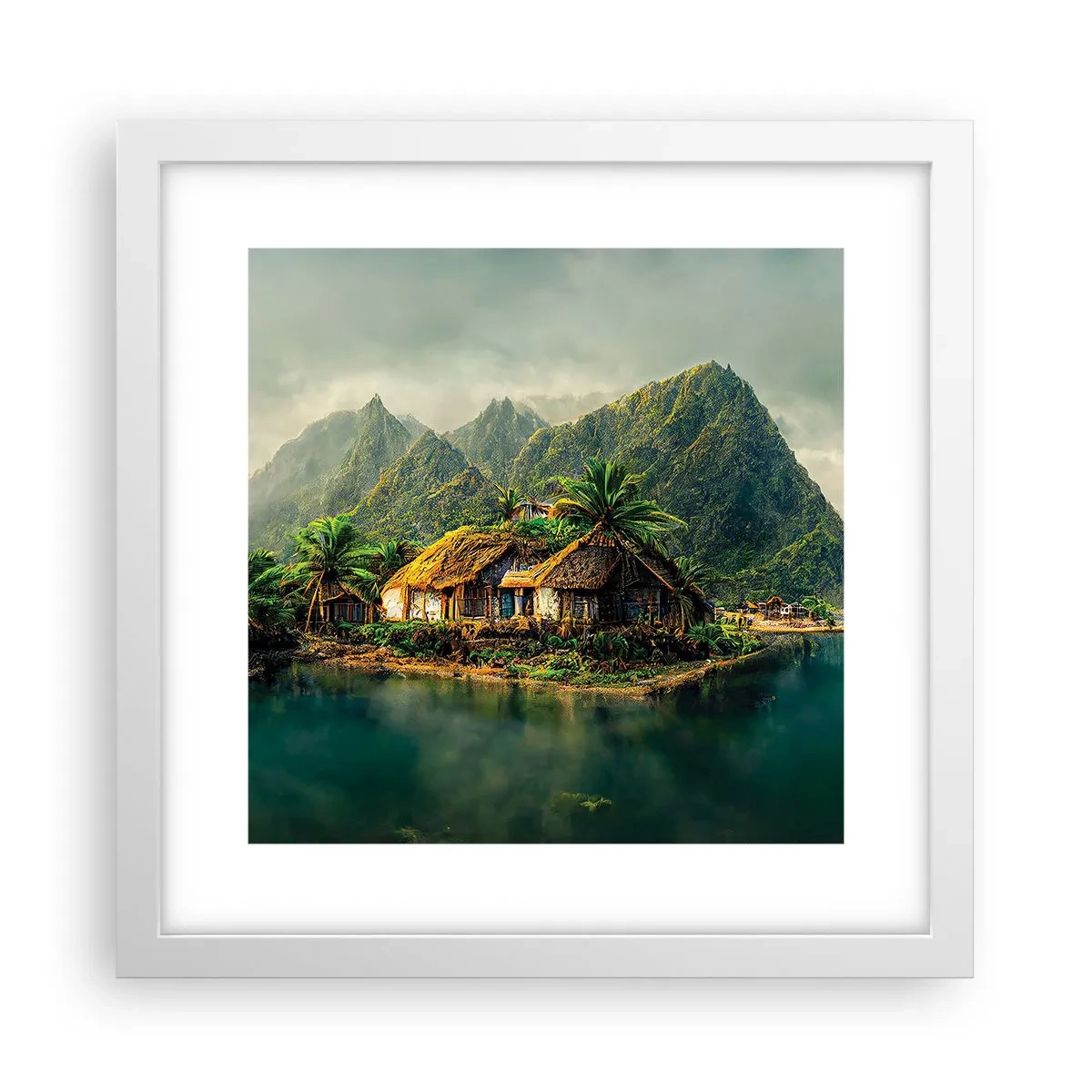 Affiche dans un cadre blanc - Poster - Paradis tropical - 30x30 cm