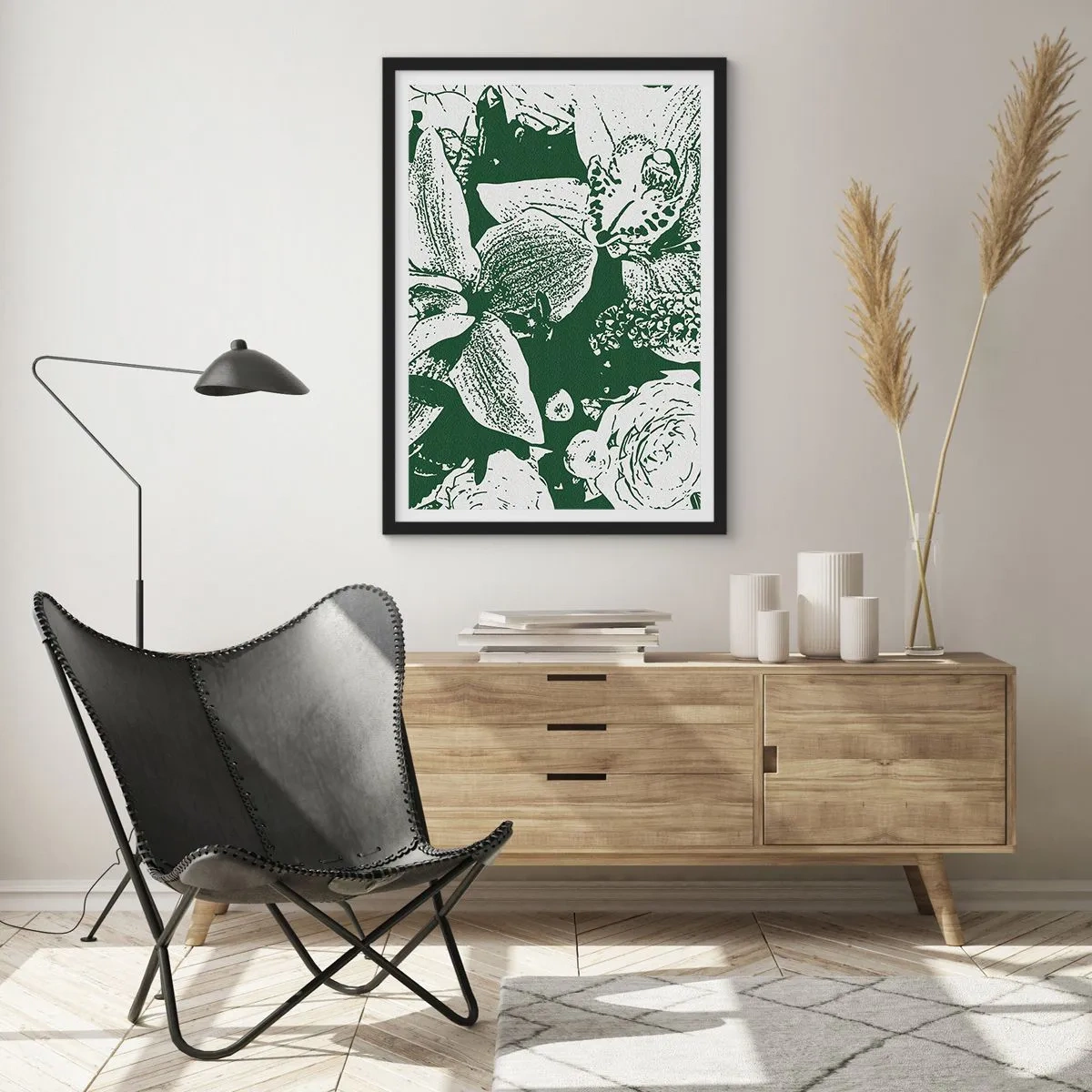 Affiche dans un cadre noir - Poster - Bouquet - le monde du vert - 61x91 cm