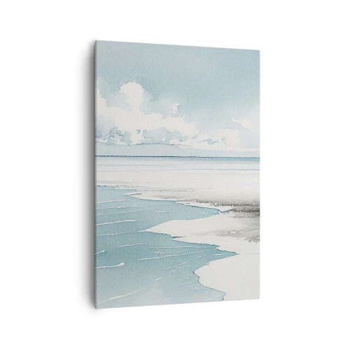 Impression sur toile - Image sur toile - Une mer calme et une plage aux tons clairs de bleu - 70x100cm - Marée douce - Décoration murale moderne pour le salon et la chambre ARTTOR