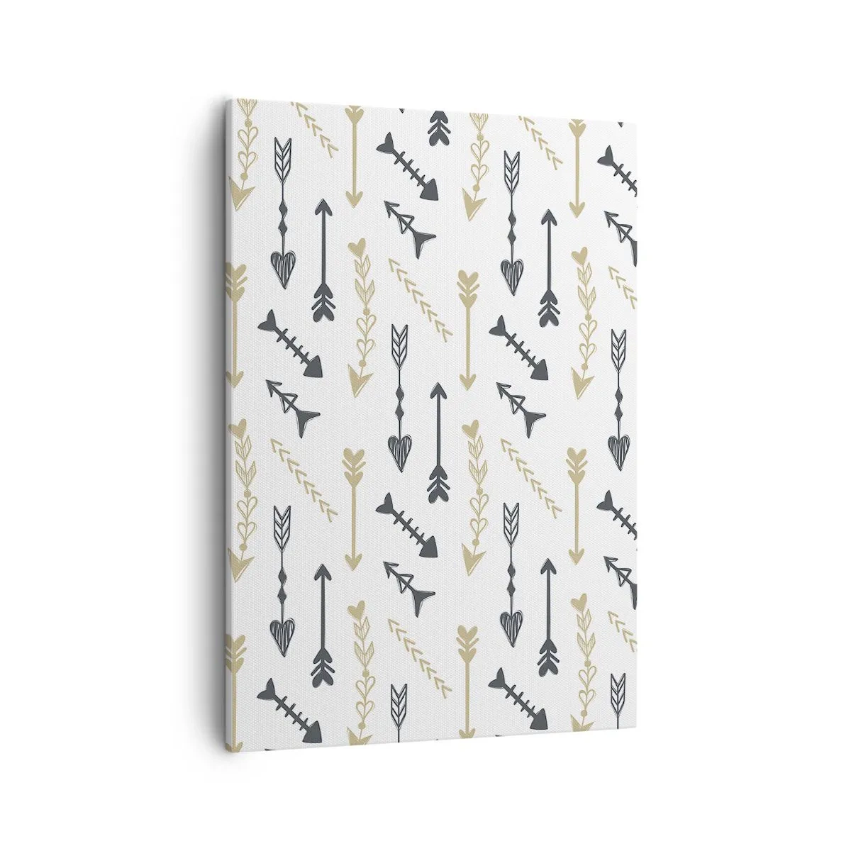 Impression sur toile - Image sur toile - Un motif minimaliste avec des flèches aux couleurs beige et grise. - 50x70cm - Le rêve de l'archer - Décoration murale moderne pour le salon et la chambre ARTTOR
