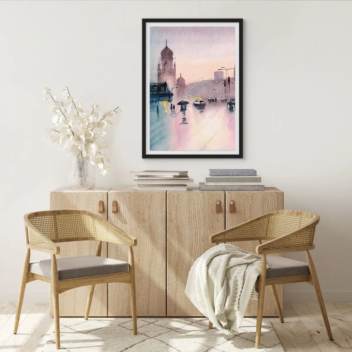 Affiche dans un cadre noir - Poster - Dans une brume pluvieuse - 70x100 cm