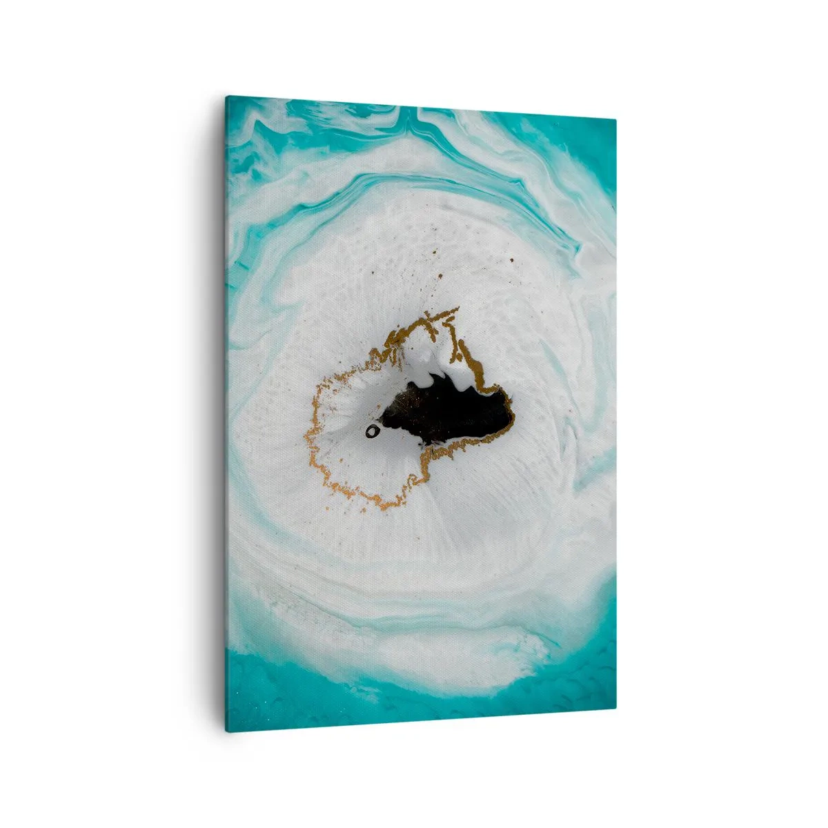 Impression sur toile - Image sur toile - Motif de géode abstrait dans des tons de turquoise, blanc et or - 70x100cm - Pénétrer à l'intérieur - Décoration murale moderne pour le salon et la chambre ARTTOR
