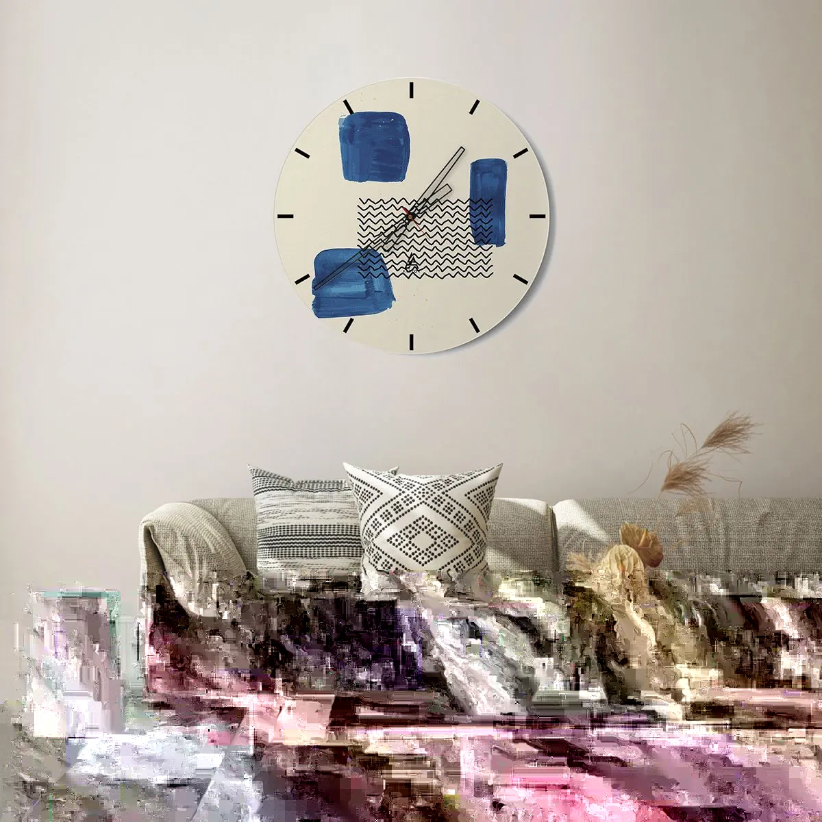 Horloge murale - Pendule murale - Quatuor abstrait - 40x40 cm