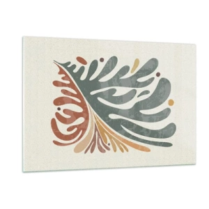 Impression sur verre - Image sur verre - Feuille abstraite aux couleurs chaudes - 120x80cm - Feuille multicolore - Décoration murale moderne pour le salon et la chambre ARTTOR