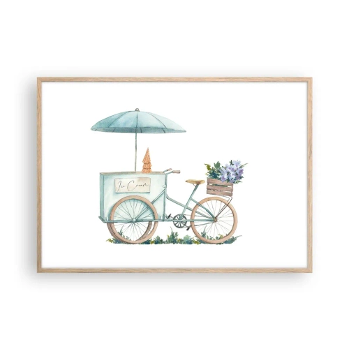 Affiche dans un chêne clair - Poster - Doux souvenir d'été - 100x70 cm