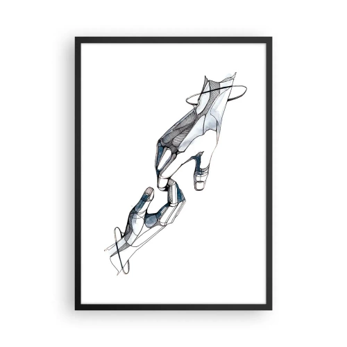 Affiche dans un cadre noir - Poster - Mains abstraites dans une composition artistique de lignes et de couleurs - 50x70cm - Un bon geste - Décoration murale moderne pour le salon et la chambre ARTTOR