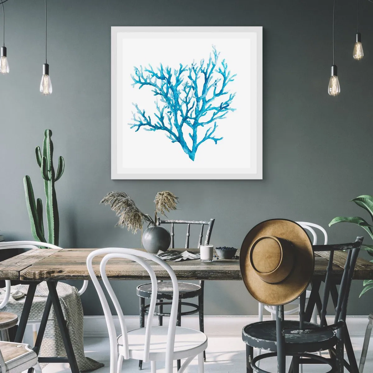 Affiche dans un cadre blanc - Poster - Filigrane nautique - 60x60 cm