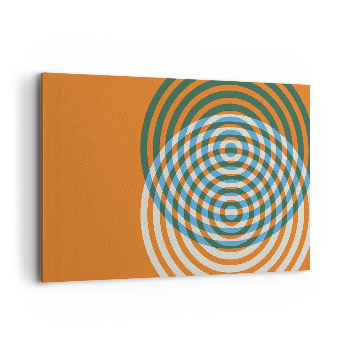 Impression sur toile - Image sur toile - Cercles concentriques sur fond orange - 120x80cm - Variation circulaire abstraite - Décoration murale moderne pour le salon et la chambre ARTTOR