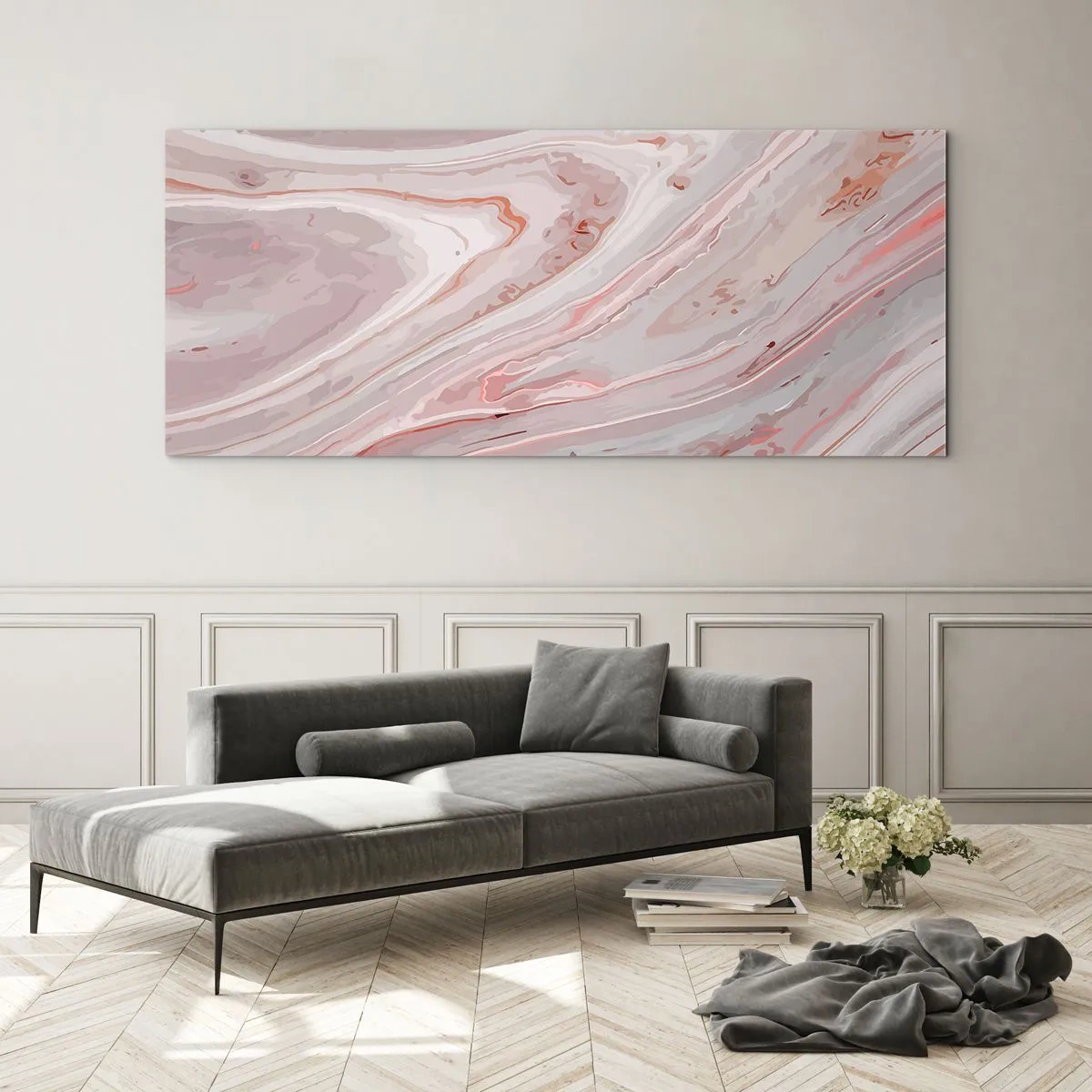 Impression sur verre - Image sur verre - Rose liquide - 90x30 cm