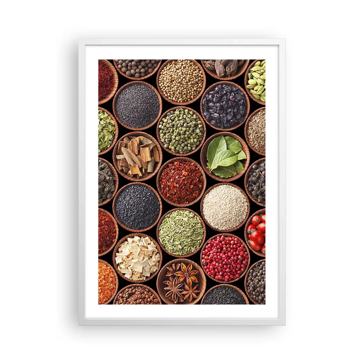 Affiche dans un cadre blanc - Poster - Toutes les saveurs du monde - 50x70 cm