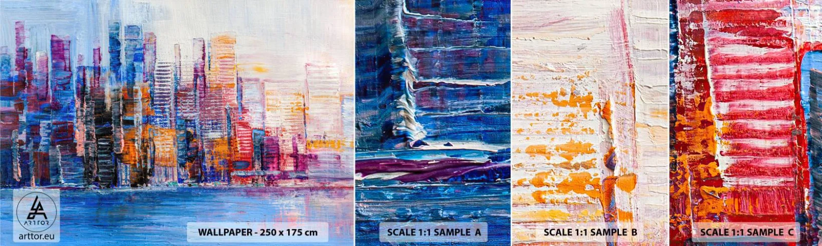 Échantillon De Papier Peint Standard Eco - Une métropole joyeuse - Ville, Architecture, Grattes ciels - 100x30 cm