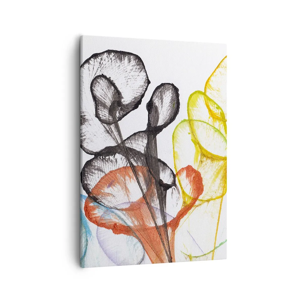 Impression sur toile - Image sur toile - Fleurs transparentes colorées sur fond blanc - 50x70cm - Fleurs avec une âme - Décoration murale moderne pour le salon et la chambre ARTTOR