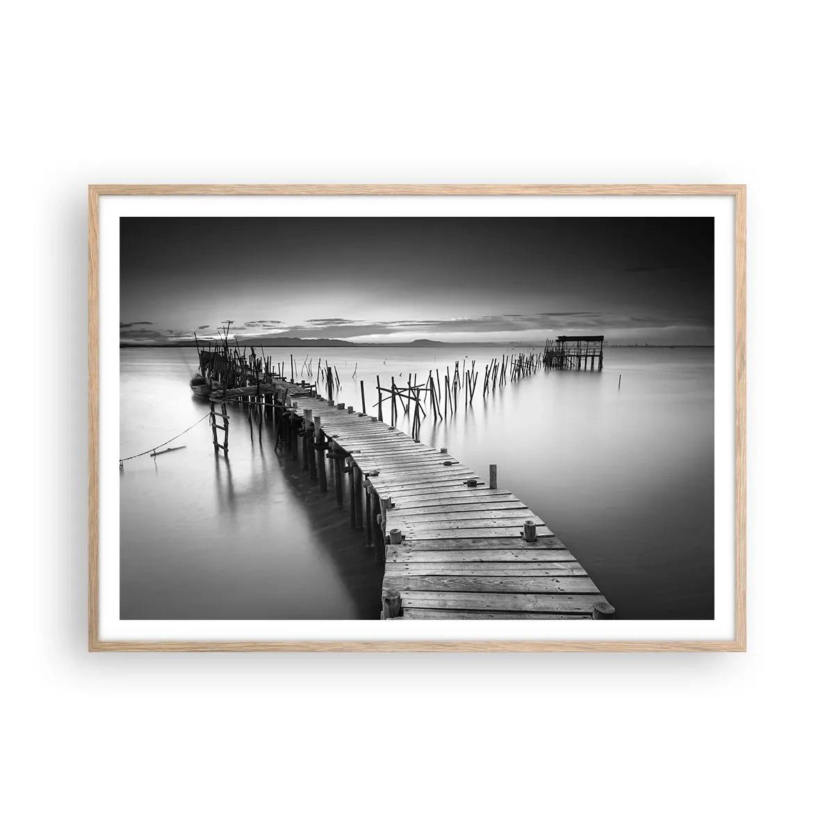 Affiche dans un chêne clair - Poster - La paix d'un rivage oublié - 100x70 cm