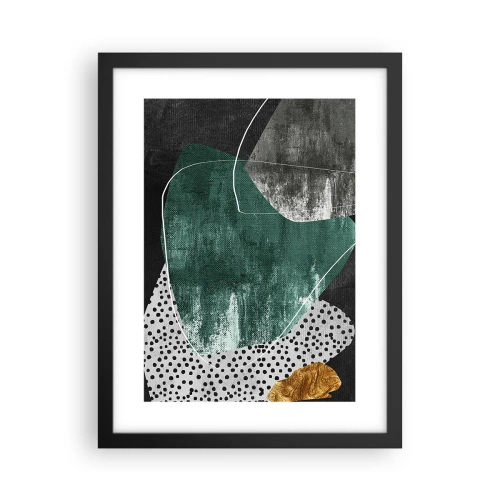 Affiche dans un cadre noir - Poster - Abstraction colorée avec feuille d'or - 30x40 cm