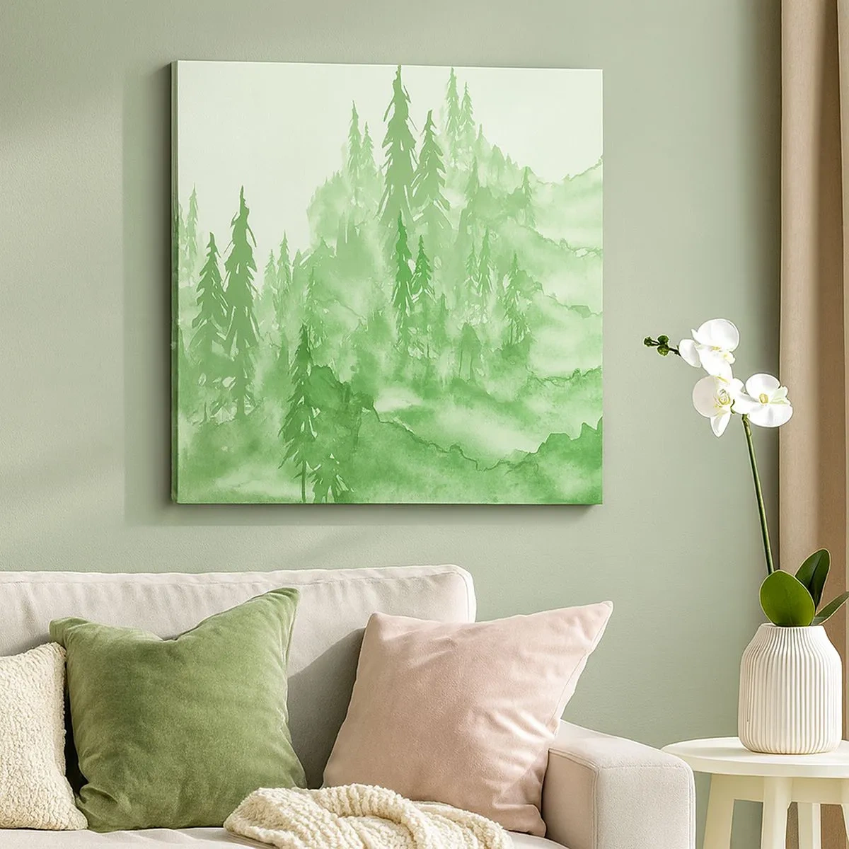 Impression sur toile - Image sur toile - Flou de brouillard vert - 30x30 cm