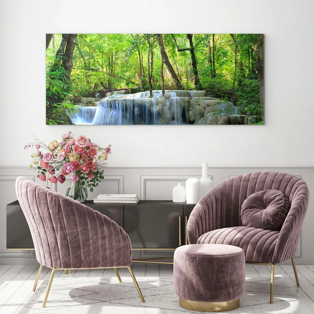 Impression sur verre - Image sur verre - Se noyer dans le turquoise et le vert - 100x40 cm