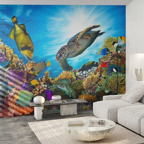 Papier Peint Photo Premium Canvas - Promenade de corail - récif de corail, Mer, Monde sous marin - 350x256 cm